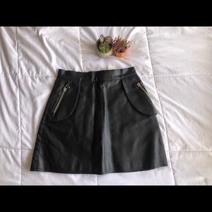 Vintage Italian Leather Skirt w Zips
